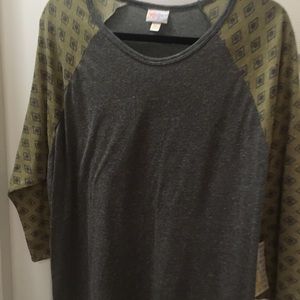Lularoe Randy 3xl gray body army grn & gry 3/4